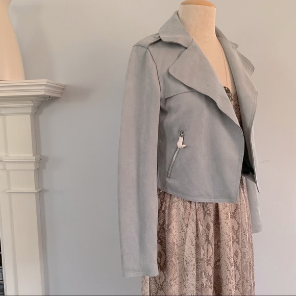 SOLD !!  Anthro faux suede sky blue Expressway moto jacket - Picture 10 of 16